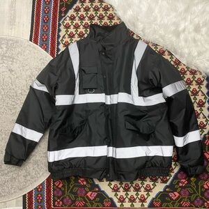 Black and Silver Cunstruction Jacket with Reflective Stripes